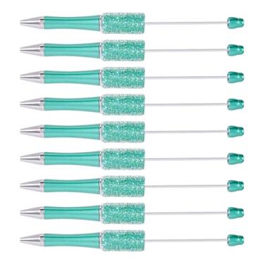 Imagem de Spritewelry Canetas com contas de cristal cintilante, 10 peças, canetas com contas de strass, faça você mesmo, caneta esferográfica de tinta preta para decoração de caneta, escritório, escola, verde