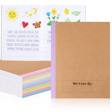 Imagem de Henoyso Caderno de composição primária de 20 peças, diário infantil de 23 x 19 cm, material de volta às aulas, caderno de escrita primário K-2 para crianças, diário de histórias (macaron colorido)