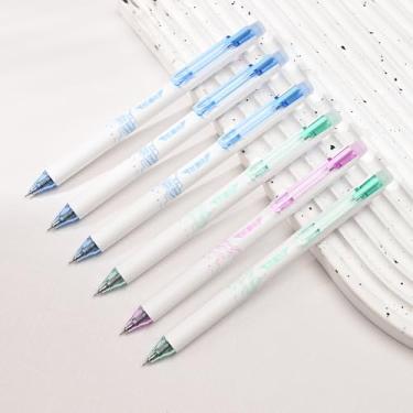 Imagem de BAYTORY 6 canetas apagáveis de ponta fina azul, caneta de tinta gel de 0,5 mm com borracha para escola, escritório, palavras cruzadas (tinta azul)