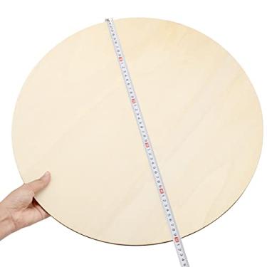 Imagem de MOUYAT Pacote Com 5 Discos De Madeira Redonda 20" Espessura, 1/8" Compensada Inacabados Para Artesanato, Pendurar Em Portas, Queimar, Decoração Natal E Pintura