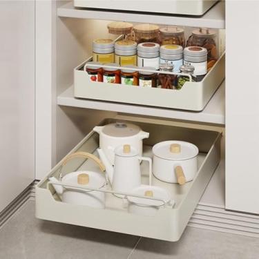 Imagem de Organizador De Armário Retrátil Fixo Com Adesivo Sem Filme, Prateleiras Retráteis Ajustáveis Para Cozinha, Organizador De Armário Expansível Para Cozinha Quarto Sala De Estar, One Color, 20cm