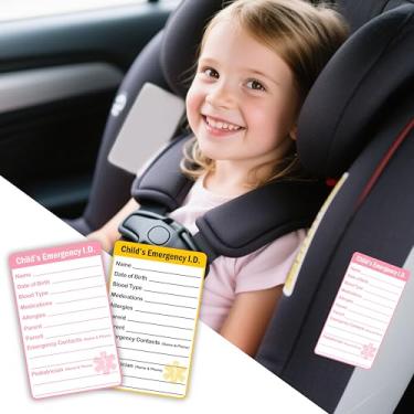 Imagem de 20 peças de etiqueta de emergência infantil em caso de emergência de emergência para assento de carro, etiqueta de fixação de alerta de segurança - 6,3 x 10 cm