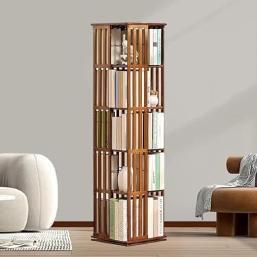 Imagem de Livro De Canto, Rotação De 360 Graus, Livro Estreito De Madeira, Estante De Chão, Rack De Exibição De Armazenamento Independente Para Sala De Estar Casa E Escritório, Original, 6Tier