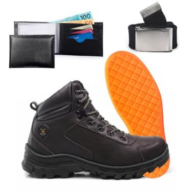 Imagem de Kit Bota Masculina Adventure Com Carteira Cinto Palmilha Gel Resistente Trilha Tracking Confortavel Solado Antiderrapante (Café, BR, Adulto, Numérico, 38)