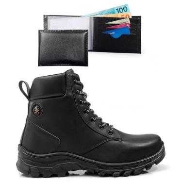 Imagem de Kit Bota Masculina Adventure Com Carteira Trilha Tracking Resistente Confortavel Solado Antiderrapante (Preto, BR, Adulto, Numérico, 44)