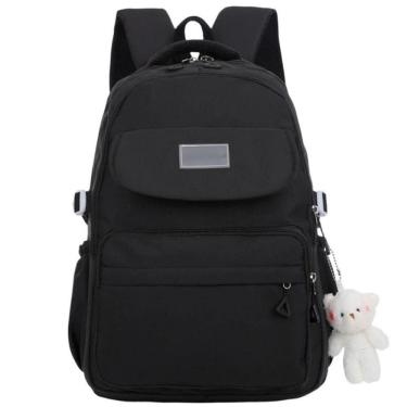 Imagem de Mochila Unissex Reforçada Impermeável Para Notebook 15.6 Faculdade Escola Passeio Com Pelúcia Preto Unissex