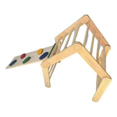Imagem de Triangulo Madeira Articulado Infantil Duplo + Rampa Colorida - Colormo