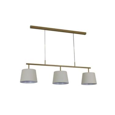Imagem de Lustre Pendente Tocheiro Trio Retangular 3 Cúpulas Dourado 1,30m 747 -