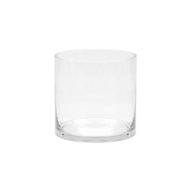 Imagem de Vaso de vidro cilíndrico transparente resistente soprado à mão com 15 cm de largura, 15 cm de altura, vaso de flores para rosa, tulipa, boquês, suporte de vela furacão (1,5 x 15,2 cm)