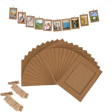 Imagem de YUEYINGMG 20 molduras de papel, molduras de papel 10 x 15 cm, decoração de parede com colagem, porta-retratos faça você mesmo, suporte de exibição de fotos para pendurar (marrom)