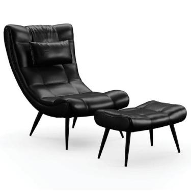 Imagem de Kit Poltrona e Puff Para Sala de Estar com Almofada e Pés Palito Lord 