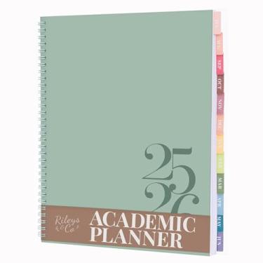 Imagem de Riley's Planner 2024-2025 ano acadêmico, planejador semanal clássico de 18 meses - Agenda semanal e mensal atemporal, capa durável, páginas de notas, encadernação de fio duplo (21,5 x 28 cm, verde)
