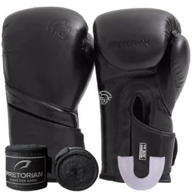 Imagem de Kit Luva de Boxe Muay Thai Kickboxing Elite Pretorian + Bandagem + Protetor Bucal + Bag - Esolha seu Modelo (PRETO, 10oz)