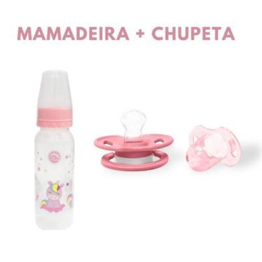 Imagem de Kit Mamadeira Bico Ortodôntico 240ml + Chupeta de Silicone Fase 1 C/ C