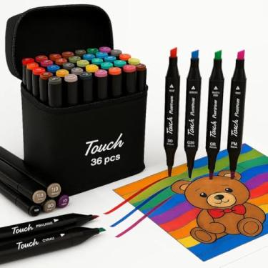 Imagem de Kit Canetinhas Artísticas 36 Cores Ponta Dupla Fina e Chanfrada para Desenho Profissional, Lettering, Colorir, Mangá e Ilustrações Detalhadas