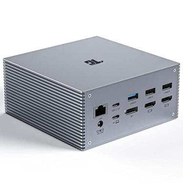 Imagem de Tiergrade Estação de ancoragem USB C com Dual 4K HDMI, DP, 6 portas USB, compartimento para cartão SD/TF, base de carregamento USB-C PD de 60 W, tela tripla para sistemas Windows USB C 3.1 Geração 2, tela estendida, não para Mac OS