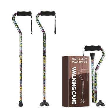 Imagem de Bengala de caminhada para mulheres e homens, bengala dobrável leve com alça deslocada, bengala ajustável para equilíbrio de mobilidade de idosos, base pequena, flor de 81-94 cm