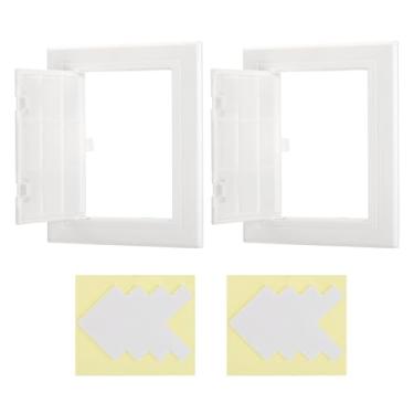 Imagem de PATIKIL Painel de acesso para drywall 15 x 12 cm, 2 conjuntos de plástico ABS capa de furo de parede porta de acesso com fita dupla face para parede teto elétrico, branco