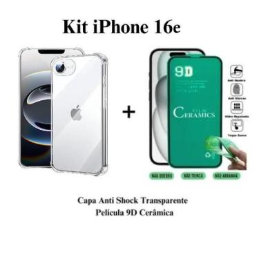 Imagem de Kit Capa Pelicula para Iphone 16e Capinha Anti Impacto Película de Cer