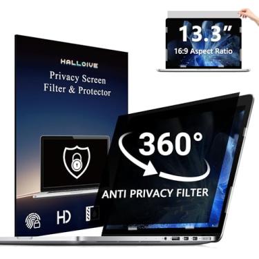 Imagem de Protetor de tela de privacidade para laptop de 4 vias de 13,3 polegadas, protetor de tela removível com filtro de privacidade de 360° com aspecto 16:9 para laptop de 13,3 polegadas, capa com abas de