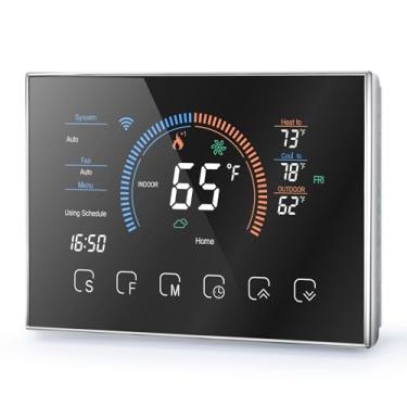 Imagem de Yunseity Termostato Inteligente, Termostato Caseiro Programável de Controle de Toque para Bomba de Calor Com o Modo Automático de Aquecimento de Resfriamento por Tela LCD, Privacidade de (BLACK)