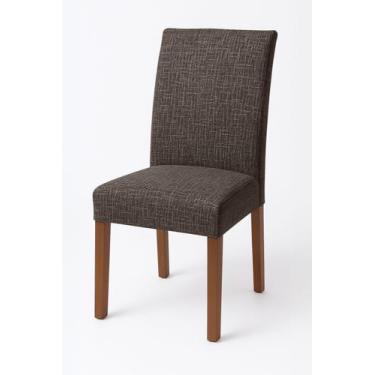 Imagem de Kit 4 Capas De Cadeira Moderna Com Elástico Encosto 60cm Linho Marrom 