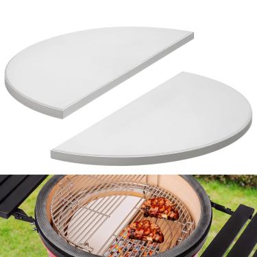 Imagem de Placas defletoras de calor de cerâmica Half-Moon para Kamado Joe Classic I, II, III, peças de reposição KJ-HDP Placas defletoras de calor de cordierite de cozimento indireto para defumadores Kamado