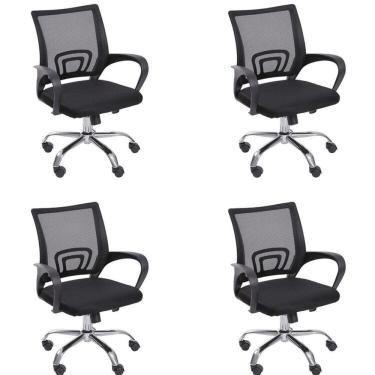 Imagem de Kit 4 Cadeiras para Escritório Diretor Tela Mesh com Relax Tok 3310 Preto