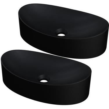 Imagem de Kit 02 Cubas De Apoio Canoa Lavabo C01 Bc47w Preto Matte Fosca - Lyam