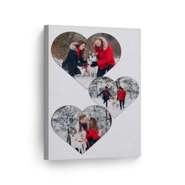 Imagem de Impressão em Tela com Design Smile Art - Personalize com 3 Fotos (36x2