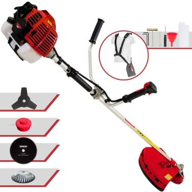 Imagem de Roçadeira Podador de Grama Kawashima KW52L À Gasolina 2T 52cc 2,5HP Completa Com Carretel de Nylon + Faca 3 Pontas + Faca 80 Dentes + Escova de Aço