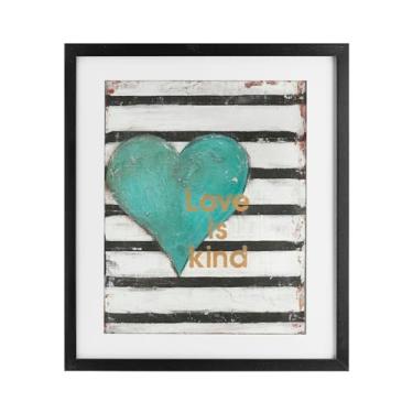 Imagem de Stupell Industries Love Is Kind on Stripes Impressão emoldurada preta sob vidro design por Cassandra Cushman, 40,6 x 33,5 cm