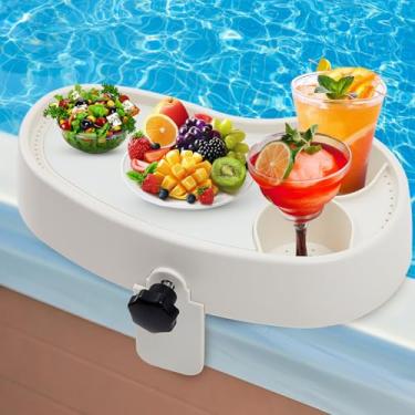 Imagem de Geelin 1 bandeja de mesa de banheira de hidromassagem, bandeja de banheira ajustável acima do solo com 2 suportes de xícara, entre 5 cm a 19 cm, acessórios de banheira de hidromassagem antiderrapante