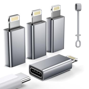 Imagem de Adaptador USB C para Lightning de 27 W certificado MFi (pacote com 4) - sincronização de dados de carregamento rápido, adaptador de cabo Lightning para USB tipo C para iPhone14/13/12, iPad, AirPods