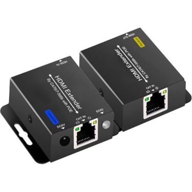 Imagem de Extensor HDMI 60M sobre CAT6 CAT7 RJ45 ethernet para conversor HDMI de 59,7 m extensão LAN suporte POC 1080p 3D EDID Copy Deep Color compatível com PC PS4 Roku fonte de alimentação unilateral