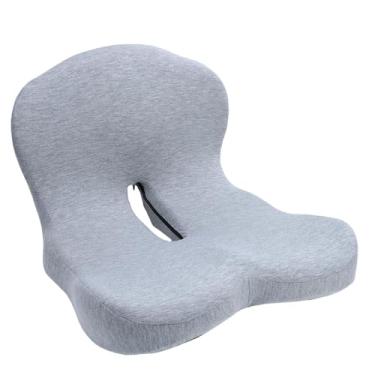 Imagem de Asixxsix Almofada de assento de espuma de memória com apoio, Almofada ergonômica do assento de apoio inferior das costas para cadeira de escritório assento de carro com tampa removível