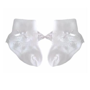 Imagem de Meia Bebê Menina Social com renda kit c/2 pares - Zulekinha, P (22 A 2