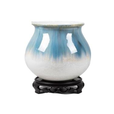 Imagem de Vasos de plantas Vaso de cerâmica redondo com base, planta verde, orquídea grande, bonsai suculento respirável, em vaso