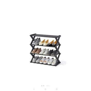 Imagem de Sapateira Organizador Porta Sapatos 8 Pares 4 Andares de Plástico Compacta - Para Quarto Hall de Entrada,Escritorio Multiuso Livros Tênis, cor aleatorio