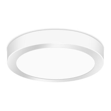 Imagem de Luminária de teto de LED embutida, 21 cm 18 W 6500 K, lâmpada branca redonda fina equivalente a 150 W para sala de estar, cozinha, varanda, quarto, corredor, porão, 1 unidade, não regulável