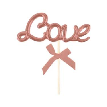 Imagem de Topo De Bolo Kit LOVE metalizado - PartiuFesta, Rose Gold