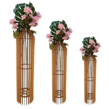 Imagem de Vaso de Chão Decorativo Grande MDF PENEDO - LENOBRE, MDF CRU, Kit com 