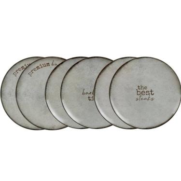 Imagem de Jogo 6 Pratos Rasos Tramontina Porcelana 28cm Churrasco Rustic Mesa Posta