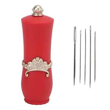Imagem de Zerodis Almofada de Batom Com 5 Agulhas, Suporte Fofo de Bordado Agulha de Agulha de Costura Diy Acessório de Artesanato Requintado Belo Design Retrátil Portátil Coletor de Agulha Com (Vermelho)