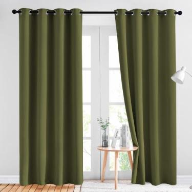 Imagem de Cortinas NICETOWN Blackout 2 painéis 132x213cm verde oliva