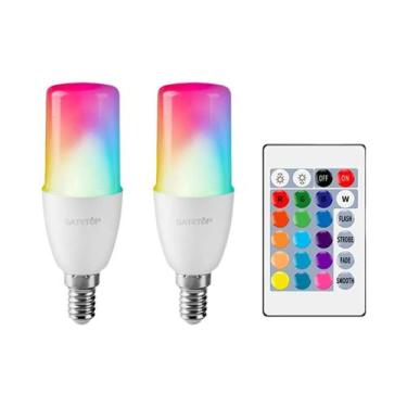 Imagem de Lâmpada LED RGB 2PCS E14/E27/B22 T37 Multicolorida Regulável 16 Cores 