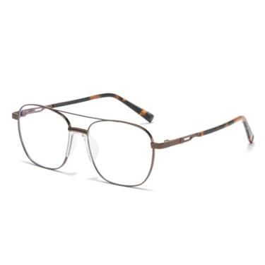 Imagem de VFDHN Armação de óculos de metal para homens com lentes substituíveis (marrom)