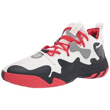 Imagem de adidas Tênis de basquete unissex adulto Harden Vol. 6, Branco/vermelho vívido/tinta, 15