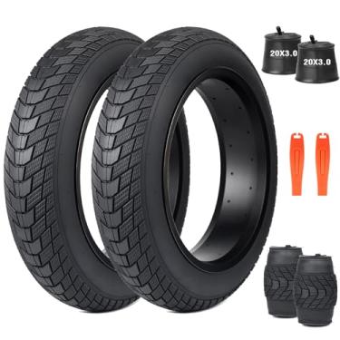Imagem de MEGHNA Fat Bike Tire 50.8 cm Pneu de bicicleta elétrica Fat Tire 50.8 x 7.6 cm (75-406) Heavy Duty Knobby Antiderrapante Dobrável Pneu Todo Terreno para E-Bike Snow Bike Kids Bike, 2 conjuntos de 50,8