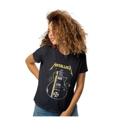 Imagem de Camiseta Metallica GuitarraAdulto - Glev.Conceito, G, Preto